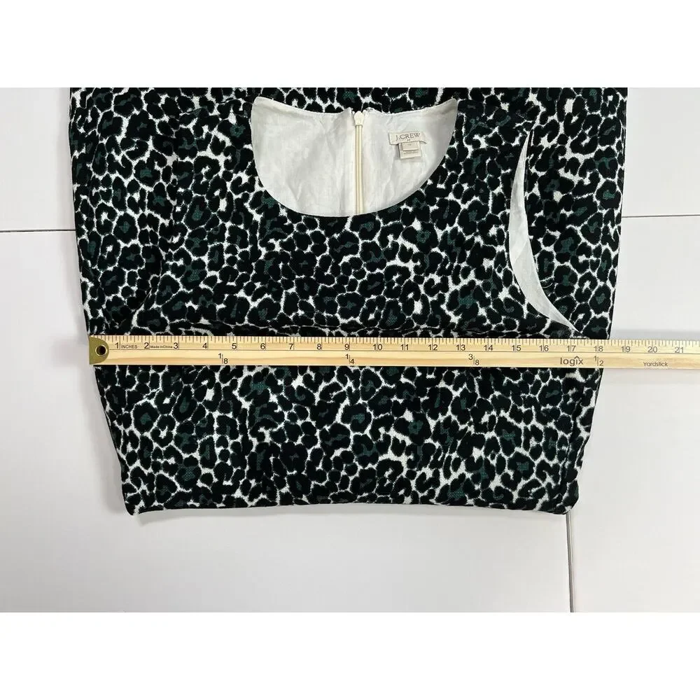 J.Crew Womens Teal Leopard Shift Dress Sz M 10 Leopard Corpcore Business Classic